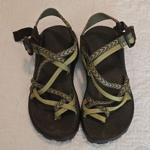 Chaco Sandals with Green and Brown Straps